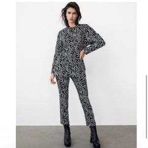 Zara longline jacquard top with straight leg pants